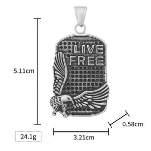 Collar de Acero Inoxidable con Colgante de Águila 3D, Diseño Cuadrado de Libertad, Estilo Hip Hop Europeo para Hombre - Product Image 5