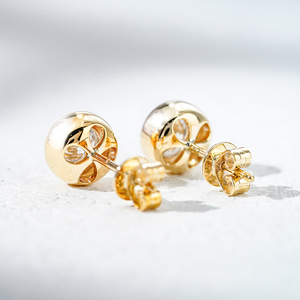 Pendientes de diamantes de laboratorio Starsgem para mujer, pendientes con bisel de oro de 10K, corte brillante redondo, pendientes solitarios clásicos tipo burbuja - Product Image 3