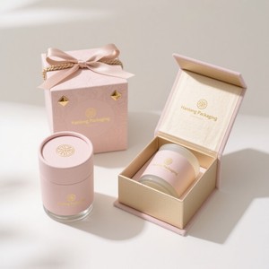 Chất Lượng Cao Các Tông Hộp Quà Tặng Mực Đậu Nành Biểu Tượng Tùy Chỉnh Cứng Nhắc Nến Hộp 50Ml Jar Chai Từ Hộp Quà Tặng - Product Image 1