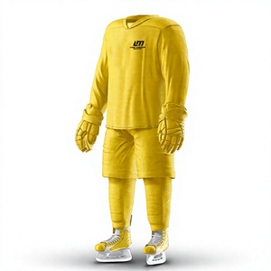 Uniforme de hockey sur glace jaune pour homme LM, impression par sublimation, respirant, 100 % polyester, vêtement de sport, taille adulte, service OEM, broderie - Product Image 4
