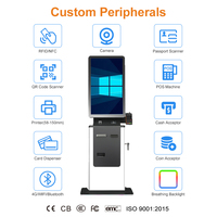 27 32 Inch Floor Standing Touch Screen Self Service Hotel Check-in Checkout Passport Scanner Printer Cash Acceptor Payment Kiosk