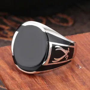 BOCAI 100% Massiver S925 Reiner Silberring für Herren Schwarz Hochwertiger Kristallkleber Hochzeitsschmuck Modischer Party-Paarschmuck - Product Image 2