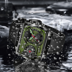 FOXBOX FB0009 빅 다이얼 럭셔리 시계 남성용 듀얼 디지털 디스플레이 스포츠 남성 Relogio 방수 스테인레스 쿼츠 남자 손목 Reloj - Product Image 2