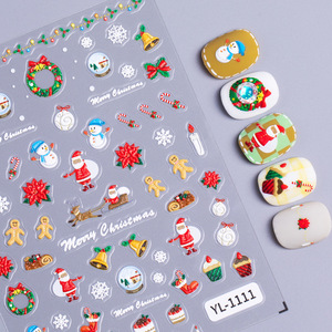 Nouveaux accessoires de décoration pour ongles de Noël 2025, autocollants 5D de bonhomme de neige de dessin animé Kawaii pour le nail art DIY - Product Image 3