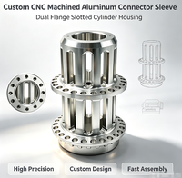 Manchon de connexion en aluminium CNC de haute précision, boîtier de cylindre à double bride personnalisé pour machines industrielles