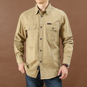 Camisas de Estilo Safari Personalizadas de Alta Calidad para <span class=keywords><strong>Hombre</strong></span>, Camisas de <span class=keywords><strong>Manga</strong></span> <span class=keywords><strong>Larga</strong></span> para <span class=keywords><strong>Hombre</strong></span>, Tallas Grandes, Camisas Casuales - Product Image 3