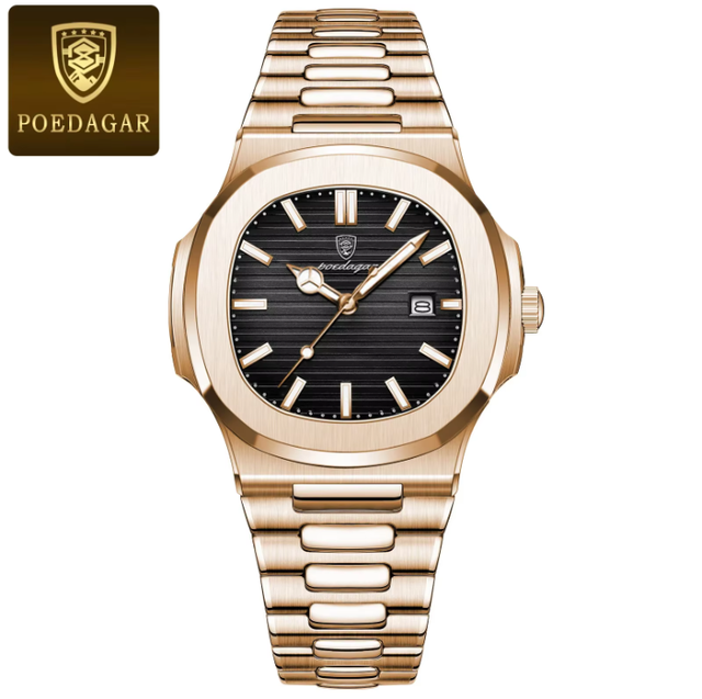 Hot Sale POEDAGAR 613 Rose Gold Luxury Men's Watch Business Luminous Waterproof Quartz Watch