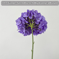 Bunga Hydrangea Prancis Buatan, Tangkai Tunggal, Bentuk Bulat, Tampilan Sutra, untuk Dekorasi Vas Pernikahan (Grosir)