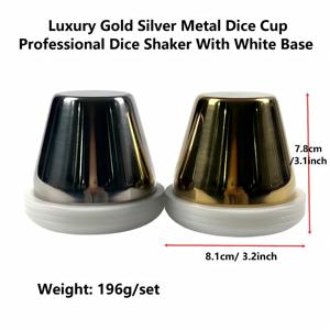 Vaso para Dados de Acero Inoxidable de Primera Calidad, Color Plata y Dorado, Metálico, Duradero y Profesional, para Juegos de Mesa - Product Image 2