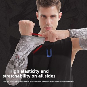 Liền Mạch Băng Lụa Cánh Tay Tay Áo Bộ Cho Thể Thao Ngoài Trời Hàn Quốc Đi Xe Đạp Mặt Trời Bảo Vệ Hoa Hình Xăm Thiết Kế Chống Vi Khuẩn - Product Image 3