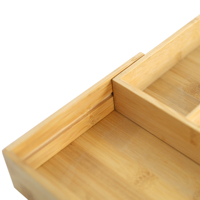 Plateau de rangement extensible en bois de bambou pour ustensiles de cuisine, plateau à couverts en bois, organisateur de couverts en bois