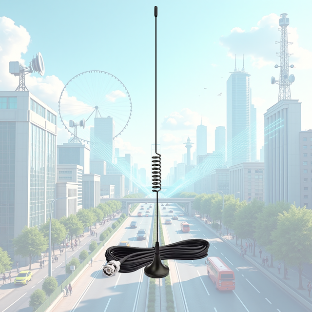 Wavelink Custom HF VHF UHF Magnetic Antenna with BNC Male 5dBi High Gain Helical Antenna for Radio Scanner Ham Radio