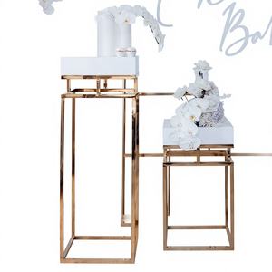 Pedestales Cilíndricos Decorativos Románticos y Elegantes para Bodas, Soportes de Acero Inoxidable, Juego de Exhibición - Product Image 1