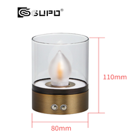 Lampe de table d'ambiance GUPO 3.5W CRI92Ra décorative, rechargeable par Type-C, avec abat-jour en verre intégré, bougie LED sans flamme