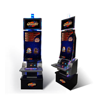 Machine de jeu d'arcade verticale à rotation chanceuse avec éclairage LED, fonctionnant à pièces, construction métallique, prise en charge de l'anglais pour les centres commerciaux