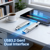 Unidad Flash USB-C OTG con Logotipo Personalizado, USB 3.0, Doble Interfaz, Metálica, Giratoria, para Teléfono Inteligente y Portátil, Venta al Por Mayor