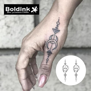 <span class=keywords><strong>Tatouage</strong></span> semi-permanent Boldink personnalisé, motif flèche géométrique phase de lune, pour le corps, imperméable, longue durée (2 semaines), encre Jagua Juice - Product Image 2