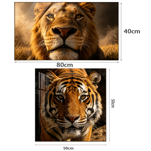 Dipinto su Porcellana Cristallina 50x50/40X80cm Tigri e Leoni, Stampe Moderne ad Alta Definizione <span class=keywords><strong>di</strong></span> Animali, Quadri da Parete - Product Image 2
