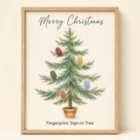 Personalisierter Weihnachts-Fingerabdruck-Baum-Rahmen - Gemälde für Familie und Kinder, Festliche Partydekoration, Einzigartige Geschenkidee für Weihnachten