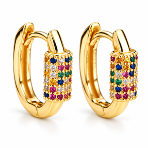 Pendientes de Oreja con Forma de Cilindro de Color Arcoíris para Mujer, Accesorios para el Día a Día - Product Image 5
