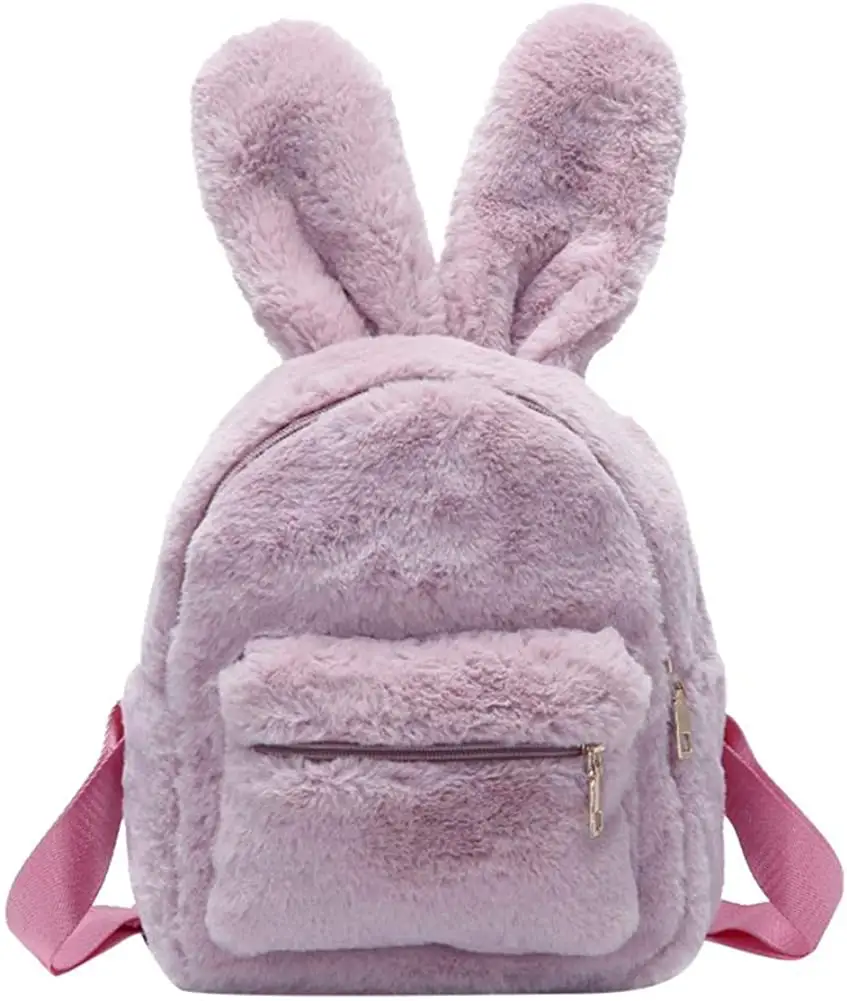 Custom Fashion Mini Purse Handbags Travel School Girls Plush Bunny Women's Fur Backpack