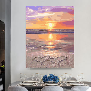 Nouvelle peinture par numéros paysage bricolage Art 3d impression peinture par numéros décor <span class=keywords><strong>à</strong></span> la maison cadeaux décoration Arts artisanat <span class=keywords><strong>coeur</strong></span> forme bord de mer - Product Image 2