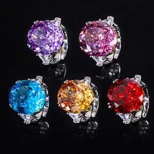 Wholesale High Quality Jewelry Eco-friendly Copper 18*20mm Red Corundum Zircon Large Stone <b>Rings</b> for Women Statement Style - Product Image 6
