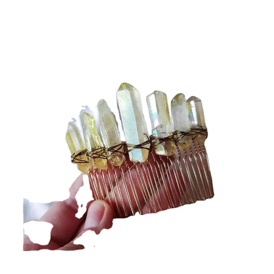 Basic 20 denti in metallo linea di colore giallo chiaro pettini per capelli in ferro semplice pettini laterali per diady corona da sposa