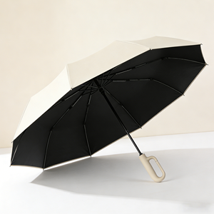 Parapluie inversé entièrement automatique avec sangle réfléchissante, poignée à 3 plis de haute qualité et impression de logo - Product Image 3