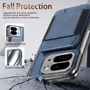 Luxury Business PU Leather Ultra Thin Magnetic Kickstand <strong>Foldable</strong> Phone Case for Google <strong>Pixel</strong> 10pro Screen Protector 360 - Product Image 2