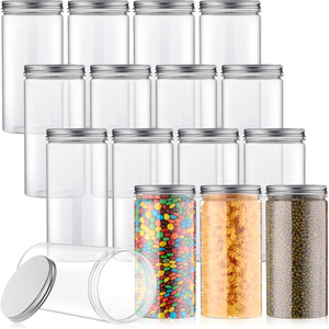 Customized PET Clear Plastic Can with Aluminum Screw Top Lid 400ml Capacity for Food & Cosmetic Storage - Product Image 1