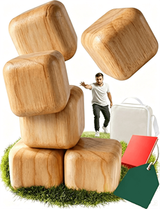 Gioco da Lancio per Esterni per Bambini e Adulti, Boccia/Boule Was Yesterday (Gioco di Abilità con 9 Robusti Cubi in Legno) - Product Image 1