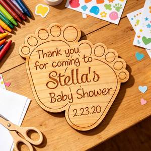 Souvenirs de bébé personnalisés faits à la main en bois durable, gravés au laser avec noms et dates ; Cadeaux de baptême commémoratifs - Product Image 4