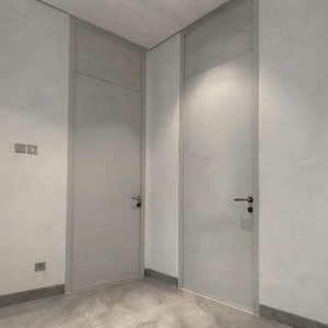 Porte intérieure moderne minimaliste en HPL avec cadre gris mat alliant élégance contemporaine et savoir-faire durable. - Product Image 2