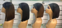 Perruque bandeau SDD de haute qualité, fabriquée à la machine, 100% cheveux humains, en soie glacée, sans colle, prête à porter, pré-épilée, lace front, petite double densité