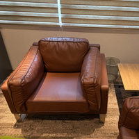 Canapé de bureau moderne meuble commercial 1 2 3 places canapé de bureau ensemble canapé de bureau en cuir synthétique marron avec table basse