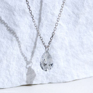 Collier en or blanc 9 carats avec diamant poire Messi Jewelry MSN-955 en stock - Product Image 1