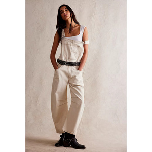 Salopette en jean droite rétro pour femmes européennes et américaines Nouveau style Jeans de travail avec effet lavé - Product Image 2