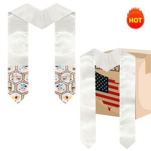 Estola de Graduación Blanca Satinada de 60 y 72 Pulgadas, 100% Poliéster, para Sublimación Infantil, para Impresión por Transferencia Térmica - Product Image 1