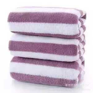 High Density Coral Fleece Velvet Quick Dry Bath Towel Sets For Adult Kids Home School Pool Beach Stripe Towel