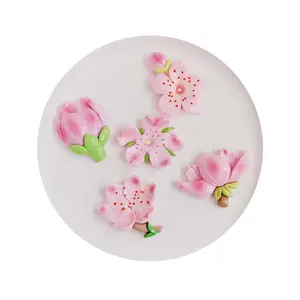 100pcs Resin Pink Peach Flower Flatbacks Craft Embellishment Cabochon DIY Decorations For Scrapbooking Hair Bows Card Making