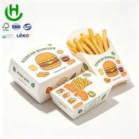 Boîte à hamburger en carton blanc personnalisée Hongchang, emballage jetable pour restauration rapide, boîte en papier pour restaurant à emporter