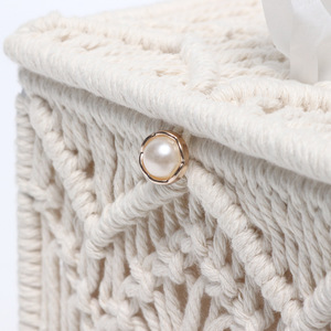 Contenedor de toalla de papel tejido, cubierta de caja de pañuelos, decoración Bohemia, soporte de papel, organizador de servilletas de macramé - Product Image 3