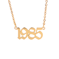 Collier personnalisé en argent Sterling 100% pur 925 plaqué or 14k, pendentif année de naissance, plaque de nom