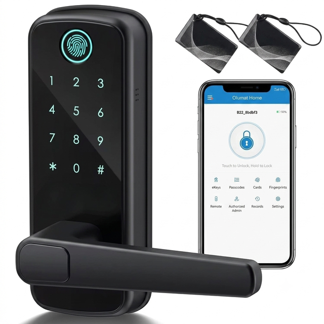 Tuya WiFi Matter Protocol Smart Lock Aluminum Alloy Support TTlock HomeKit Alexa Digital Handle Fingerprint Door Lock for Airbnb