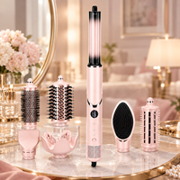 Brosse à air chaud rose 8-en-1, sèche-cheveux haute vitesse, boucleur automatique, peigne ionique, multi-styler capillaire 8-en-1