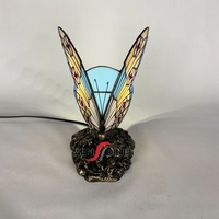 Lampe de table au design papillon, fabrication Sensmuel, vente en gros, personnalisable, pas cher, verre peint à la main, procédé de soudure
