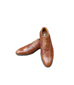Chaussures Oxford Jora OEM imperméables en cuir véritable noir/marron, finition haute brillance, semelle intérieure confortable pour les uniformes du personnel hôtelier et aérien - Product Image 1