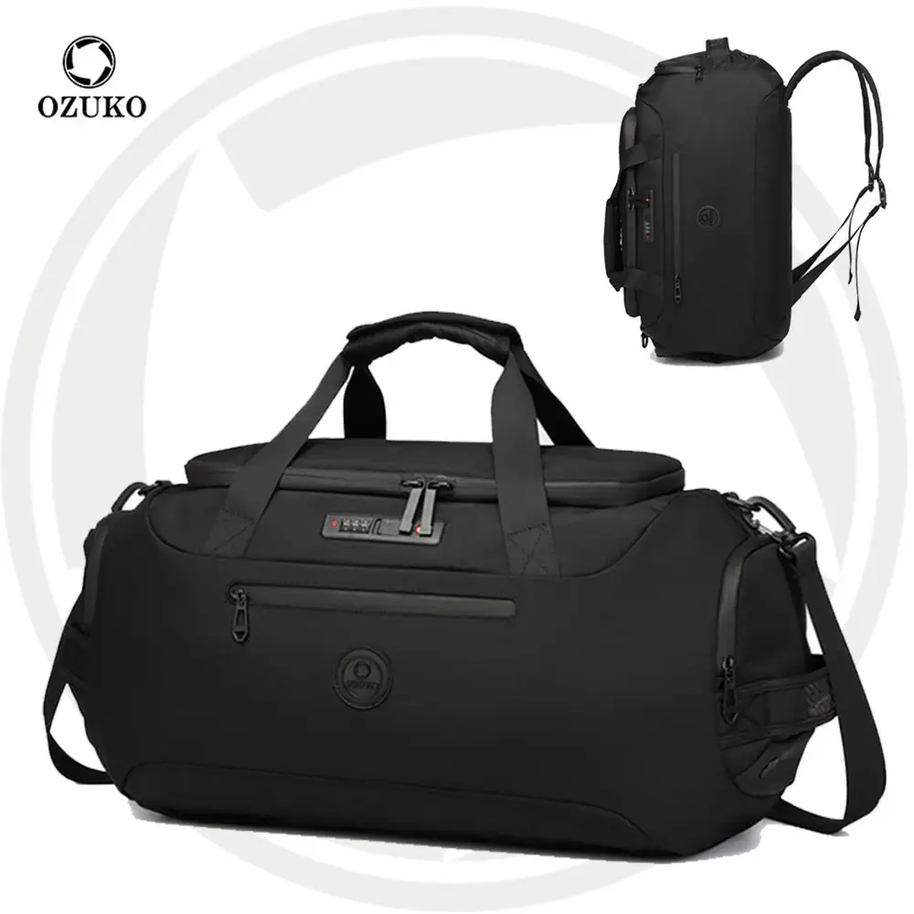 Ozuko 9651 Mens Weekender यात्रा बैग परिधान खेल बैग जिम डिजाइनर Duffle बैग कस्टम निविड़ अंधकार सामान यात्रा बैग