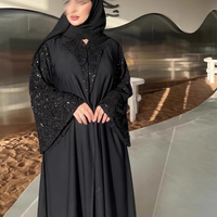 C-194 nouveau 2025 fait à la main perlé Abaya luxe noir Ramadan musulman robe de soirée longue robe femmes